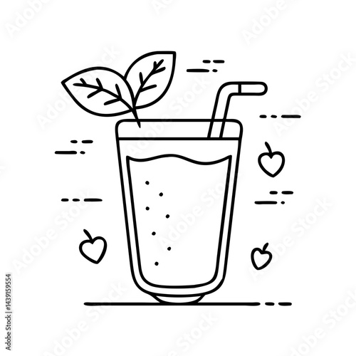 green smoothie icon, green smoothie line art - simple line art of green smoothie, perfect for green smoothie logos and icons
