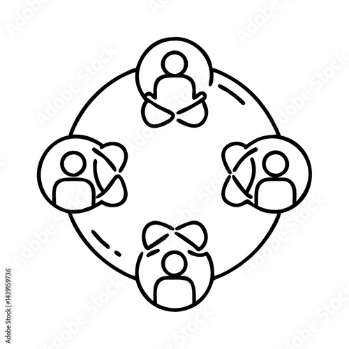 group therapy circle icon, group therapy circle line art - simple line art of group therapy circle, perfect for group therapy circle logos and icons