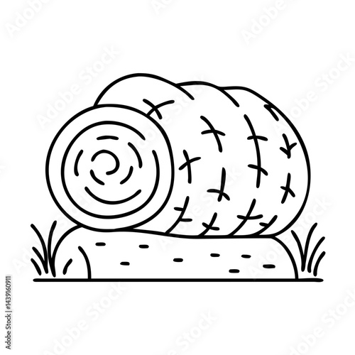 hay bale icon, hay bale line art - simple line art of hay bale, perfect for hay bale logos and icons