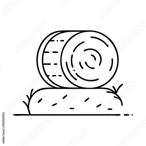 hay bale icon, hay bale line art - simple line art of hay bale, perfect for hay bale logos and icons