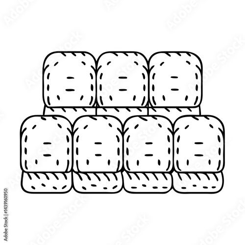 hay bale seating icon, hay bale seating line art - simple line art of hay bale seating, perfect for hay bale seating logos and icons