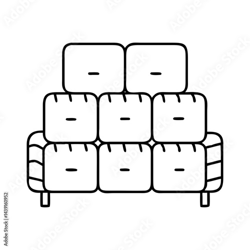 hay bale seating icon, hay bale seating line art - simple line art of hay bale seating, perfect for hay bale seating logos and icons