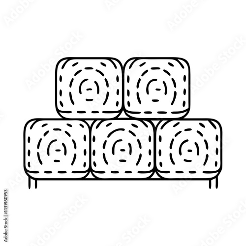 hay bale seating icon, hay bale seating line art - simple line art of hay bale seating, perfect for hay bale seating logos and icons