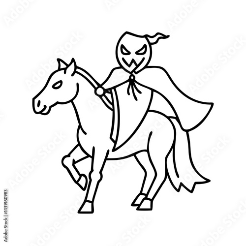 headless horseman icon, headless horseman line art - simple line art of headless horseman, perfect for headless horseman logos and icons