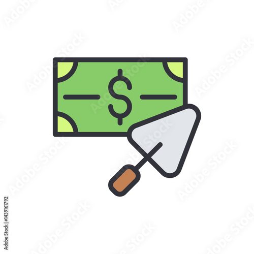 Construction budget colored icons, minimalist vector illustration ,simple transparent graphic element .Isolated on white background