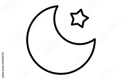 夜、月と星のシンプルアイコンベクターイラスト