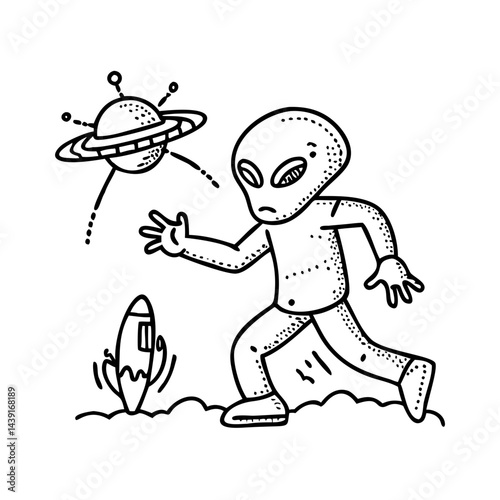 alien invader retro style icon, alien invader retro style line art - simple line art of alien invader retro style, perfect for alien invader retro style logos and icons