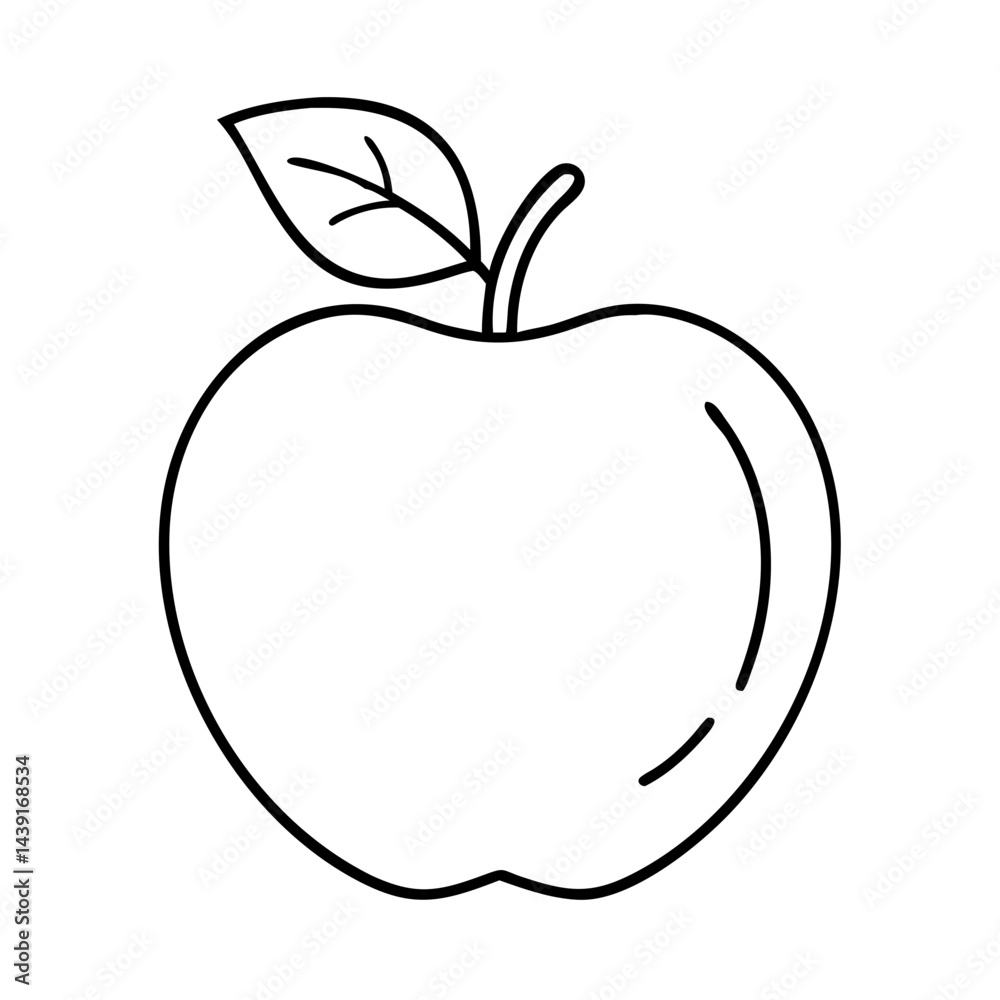 apple icon, apple line art - simple line art of apple, perfect for apple logos and icons