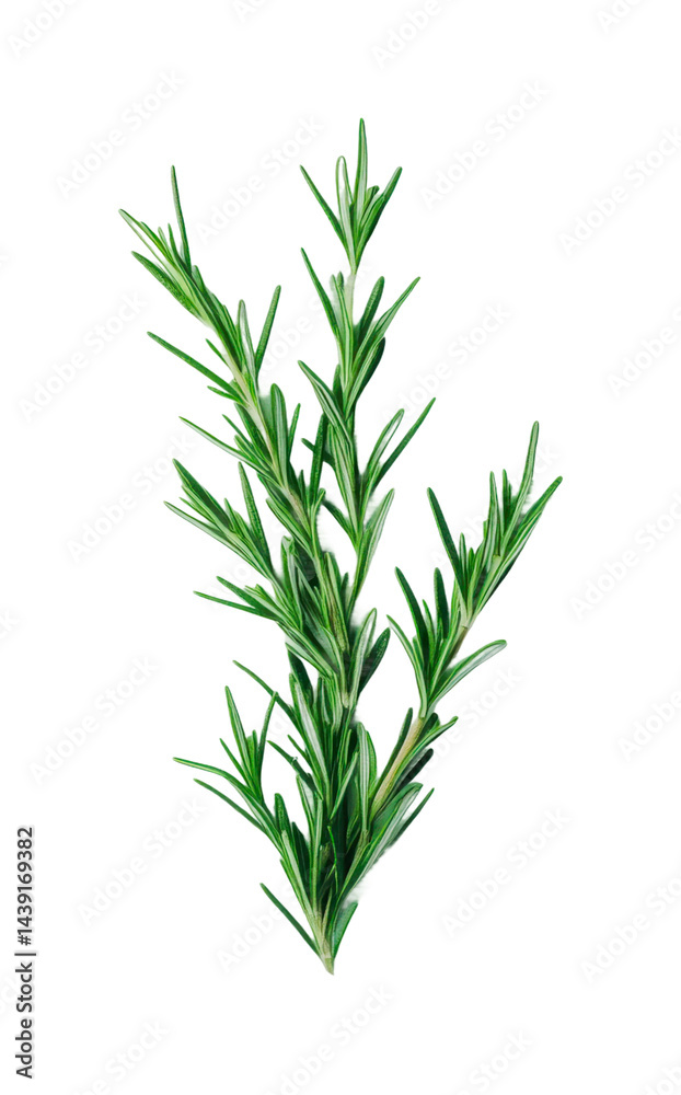 Fresh rosemary herb on black background: aromatic greenery for cooking and decor, cut out - stock png. Fresh rosemary herb on black background: aromatic greenery for cooking and decor, cut out - stock png.
