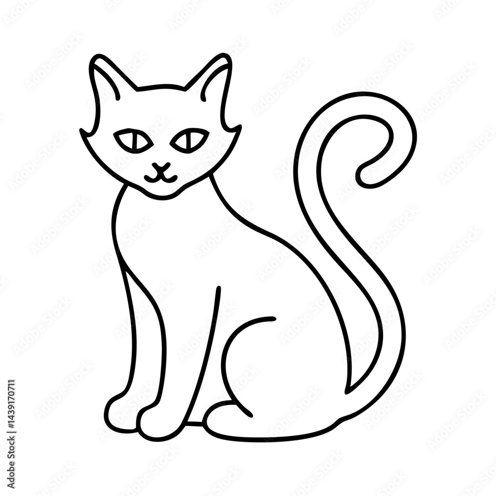 black cat icon, black cat line art - simple line art of black cat, perfect for black cat logos and icons