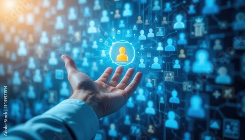 hand pushing a button on a touch screen interface