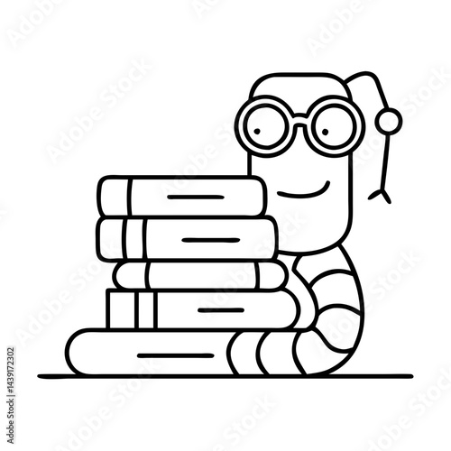 bookworm icon, bookworm line art - simple line art of bookworm, perfect for bookworm logos and icons