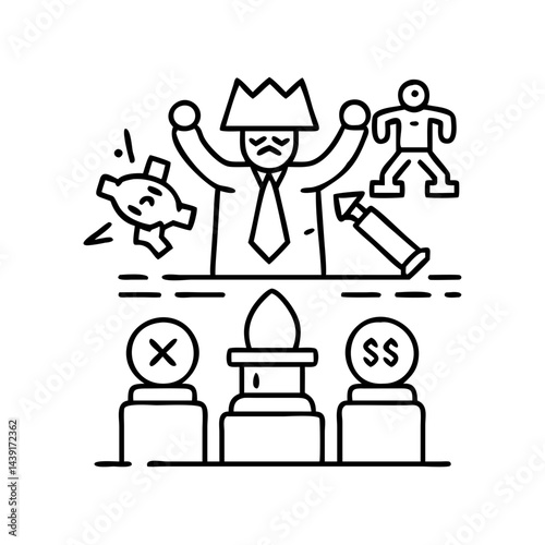 boss battle icon, boss battle line art - simple line art of boss battle, perfect for boss battle logos and icons