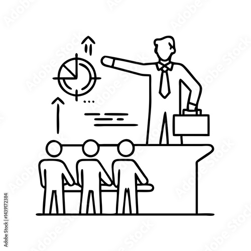boss guiding a project icon, boss guiding a project line art - simple line art of boss guiding a project, perfect for boss guiding a project logos and icons