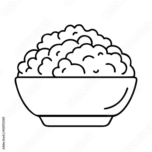 bowl of stuffing icon, bowl of stuffing line art - simple line art of bowl of stuffing, perfect for bowl of stuffing logos and icons