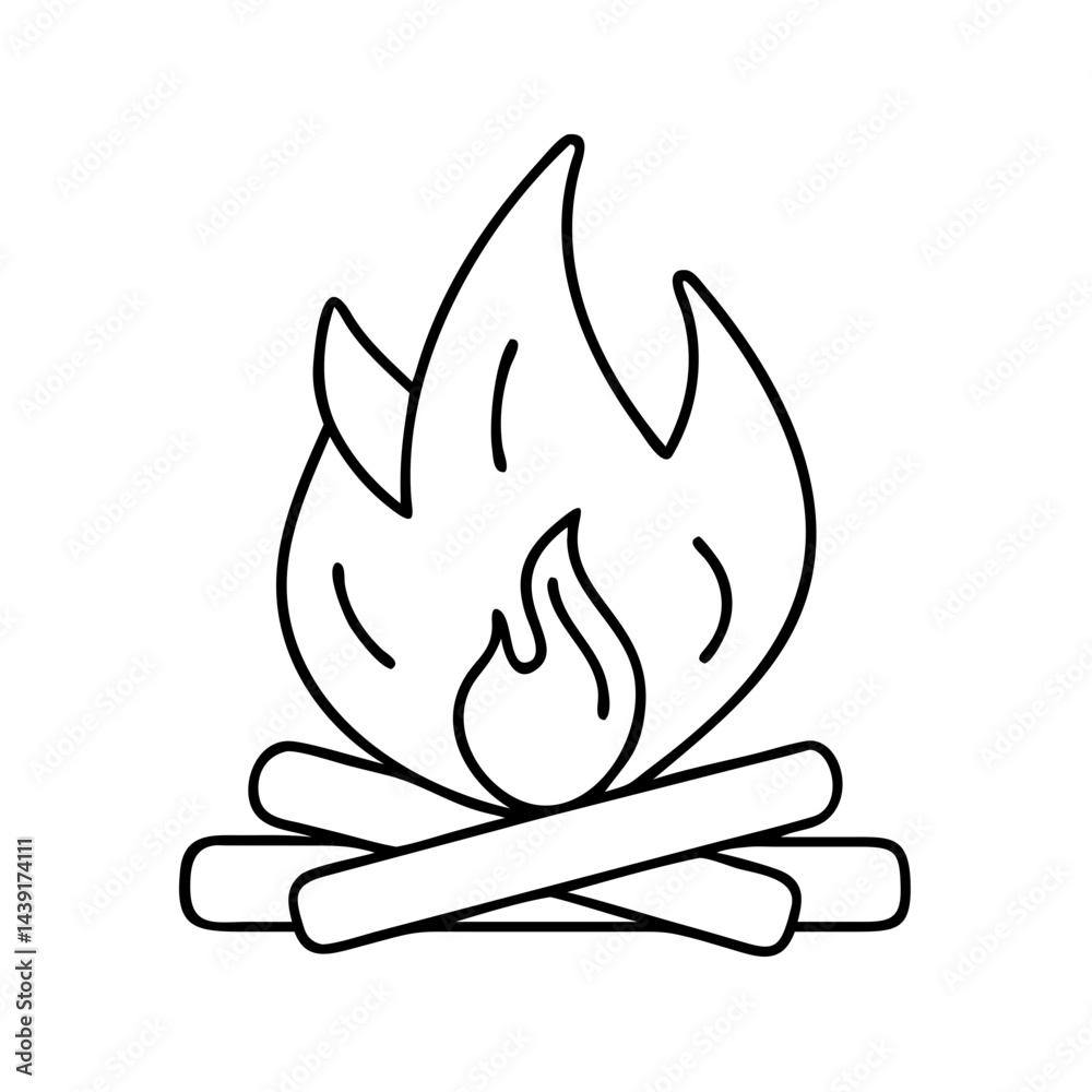 campfire icon, campfire line art - simple line art of campfire, perfect for campfire logos and icons campfire icon, campfire line art - simple line art of campfire, perfect for campfire logos and icons