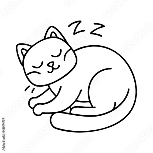 cat napping icon, cat napping line art - simple line art of cat napping, perfect for cat napping logos and icons