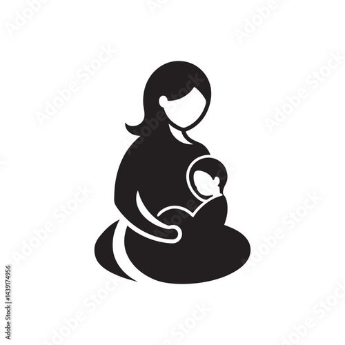 Mother Cradling Baby Vector Icon