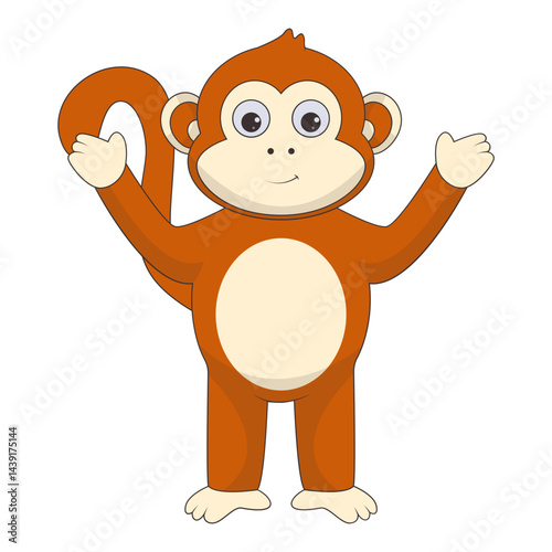 Illustration of Cute Monkey. Vector Character in Cartoon Style.