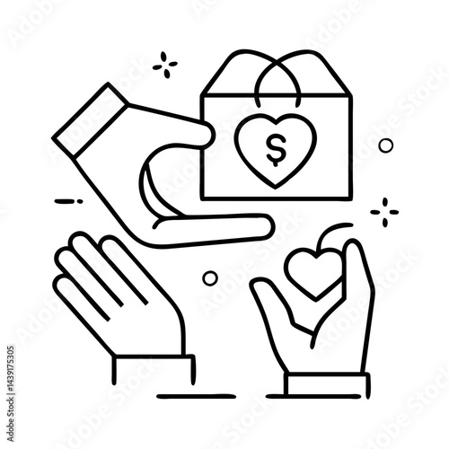 charity handout icon, charity handout line art - simple line art of charity handout, perfect for charity handout logos and icons