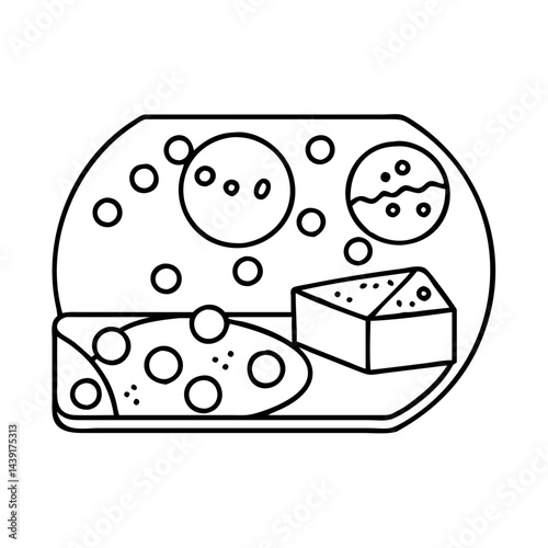 cheese platter icon, cheese platter line art - simple line art of cheese platter, perfect for cheese platter logos and icons