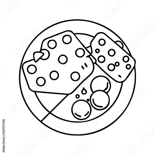 cheese platter icon, cheese platter line art - simple line art of cheese platter, perfect for cheese platter logos and icons