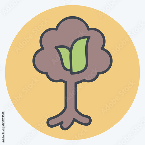 Icon Tree. related to Save the World symbol. color mate style. editable