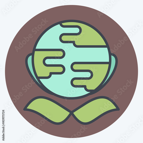 Icon Green World. related to Save the World symbol. color mate style. editable
