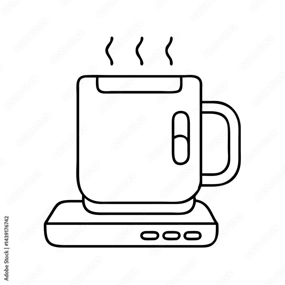 Obraz premium coffee mug warmer icon, coffee mug warmer line art - simple line art of coffee mug warmer, perfect for coffee mug warmer logos and icons