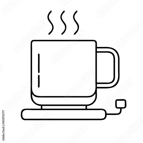 coffee mug warmer icon, coffee mug warmer line art - simple line art of coffee mug warmer, perfect for coffee mug warmer logos and icons