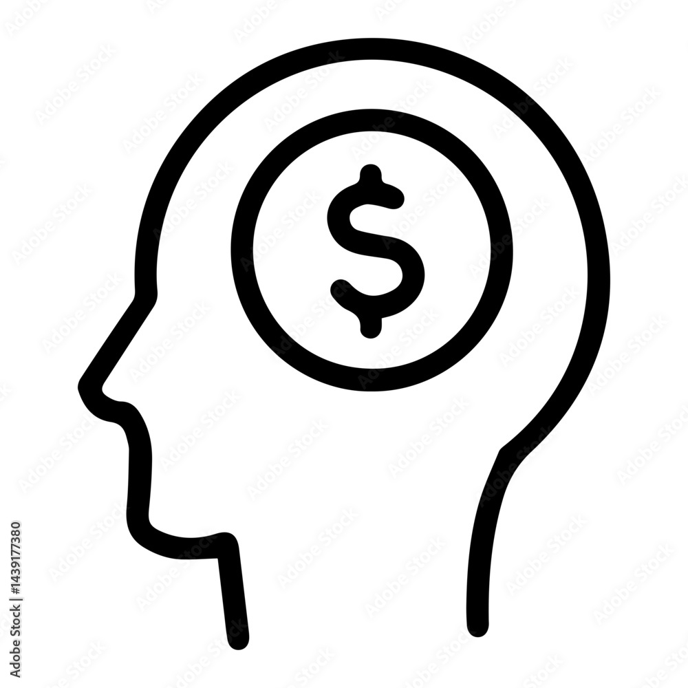 Dollar sign in mind (outline style). Financial thought, monetary idea, wealth concept, currency focus, economic thinking, capital awareness, investment mindset, money on mind Dollar sign in mind (outline style). Financial thought, monetary idea, wealth concept, currency focus, economic thinking, capital awareness, investment mindset, money on mind
