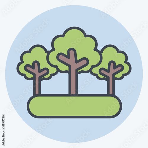 Icon Forest. related to Save the World symbol. color mate style. editable