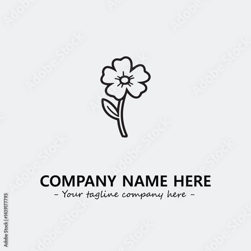 Flower illustration black and white for logo company vector image