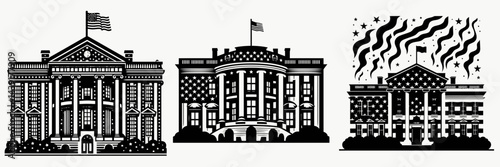 The White House. Symbol Vector Clip art. American executive mansion a central hub of governance and political domain.