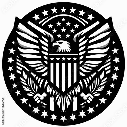 The USA Badge. Symbol Vector Clip art. Patriotic emblem of america a collectible insignia representing national values.