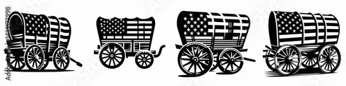 The Wagon. Symbol Vector Clip art. Conveyance trek an overland journey via cart buggy or trailer for adventure.
