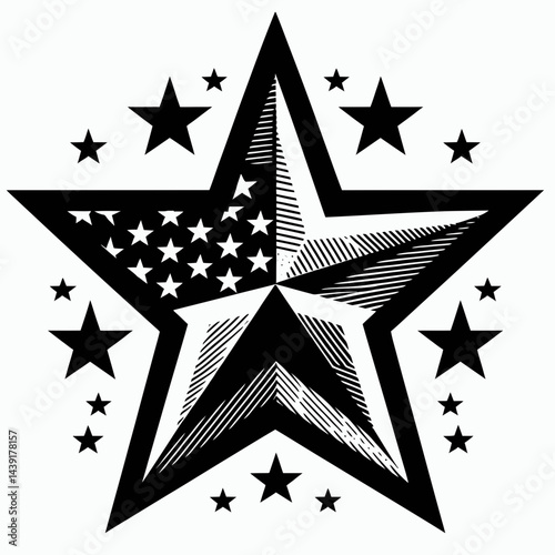 The Patriotic Star Badge. Symbol Vector Clip art. Emblem of national devotion a stellar icon for ardent citizenship valued token.