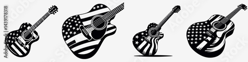 The Guitar. Symbol Vector Clip art. Acoustic instrument a musical art sonic creation for tunes and rhythm.