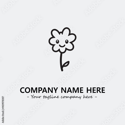 Flower illustration black and white for logo company vector image