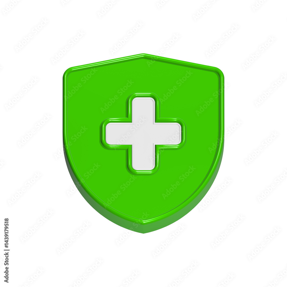 Fototapeta premium cross medical icon 3d rendering with shield