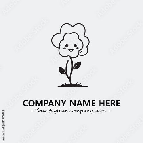Flower illustration black and white for logo company vector image
