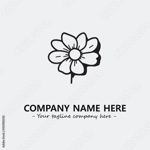 Flower illustration black and white for logo company vector image