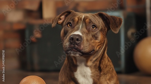 determined Staffordshire Bull Terrier playing fetch