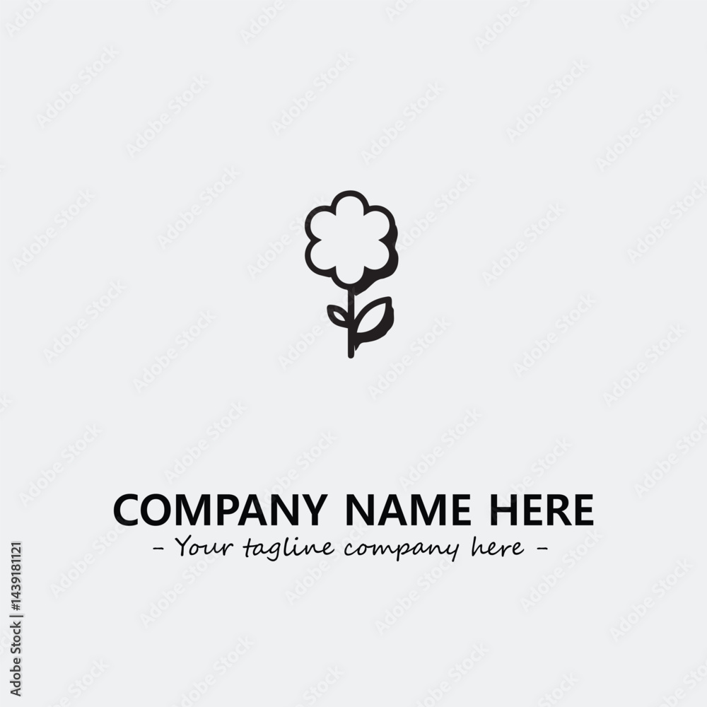 Flower illustration black and white for logo company vector image Flower illustration black and white for logo company vector image