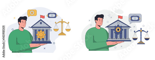 Banking and Financial Law Concept with Justice and Economy Symbols