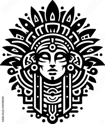 sketch vector illustration silhouette design icon logo symbol god goddess mandala rosette abstract vintage classic ethnic traditional indian aztec maya american