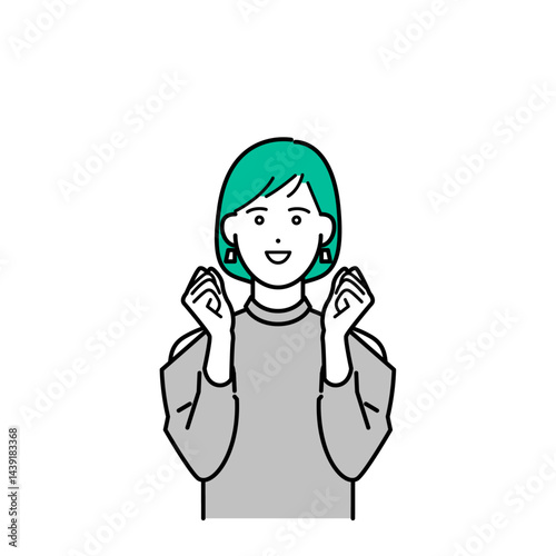 人物 明るくキラキラした表情の女性 イメージベクターイラスト素材