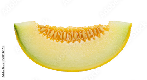 Juicy cantaloupe slice seeds abound