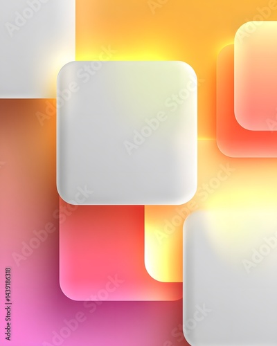 Minimal Clean Background with Transparent Panels and Soft Color Gradients for UI Design