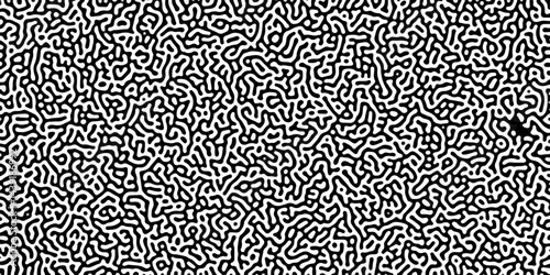 Turing reaction diffusion monochrome seamless pattern with chaotic motion .Linear design with biological shapes. Organic lines in memphis. abstract turing organic wallpaper background .	
